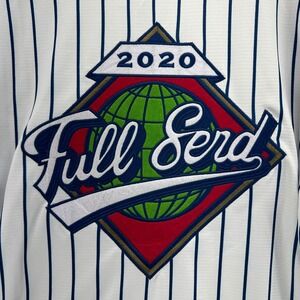 2020 Full Send Baseball Jersey Pinstripe Button Up Short Sleeve L Retro‎ Baggy